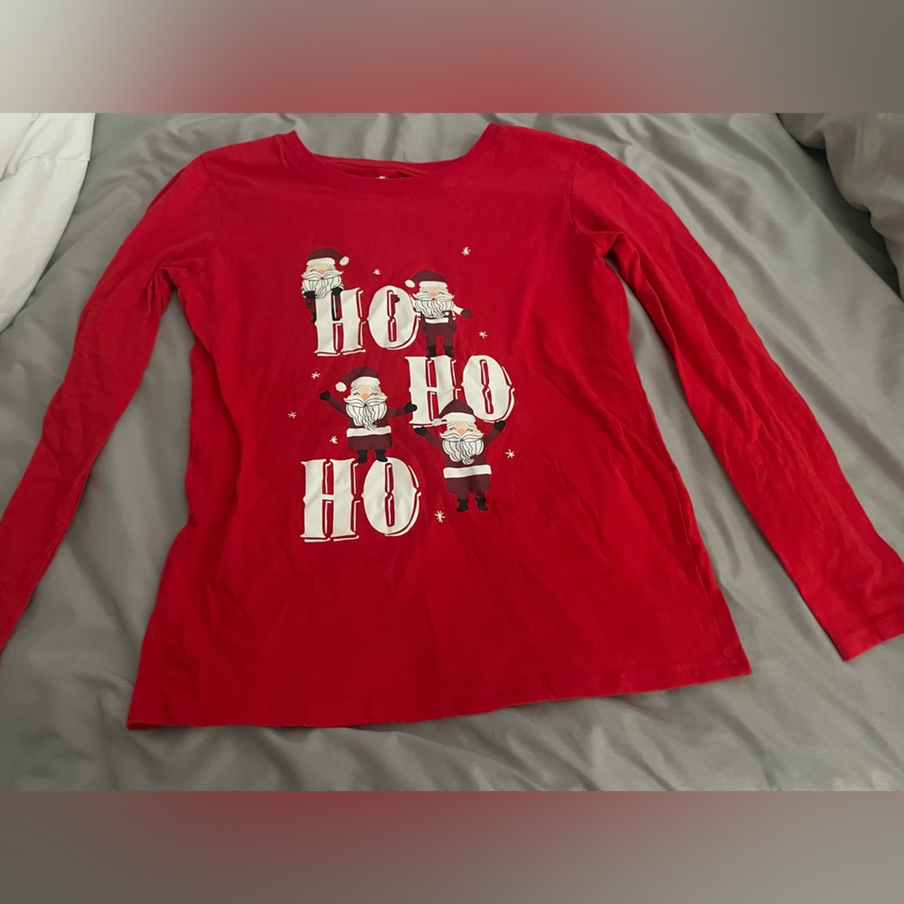red long sleeve christmas pajama shirt